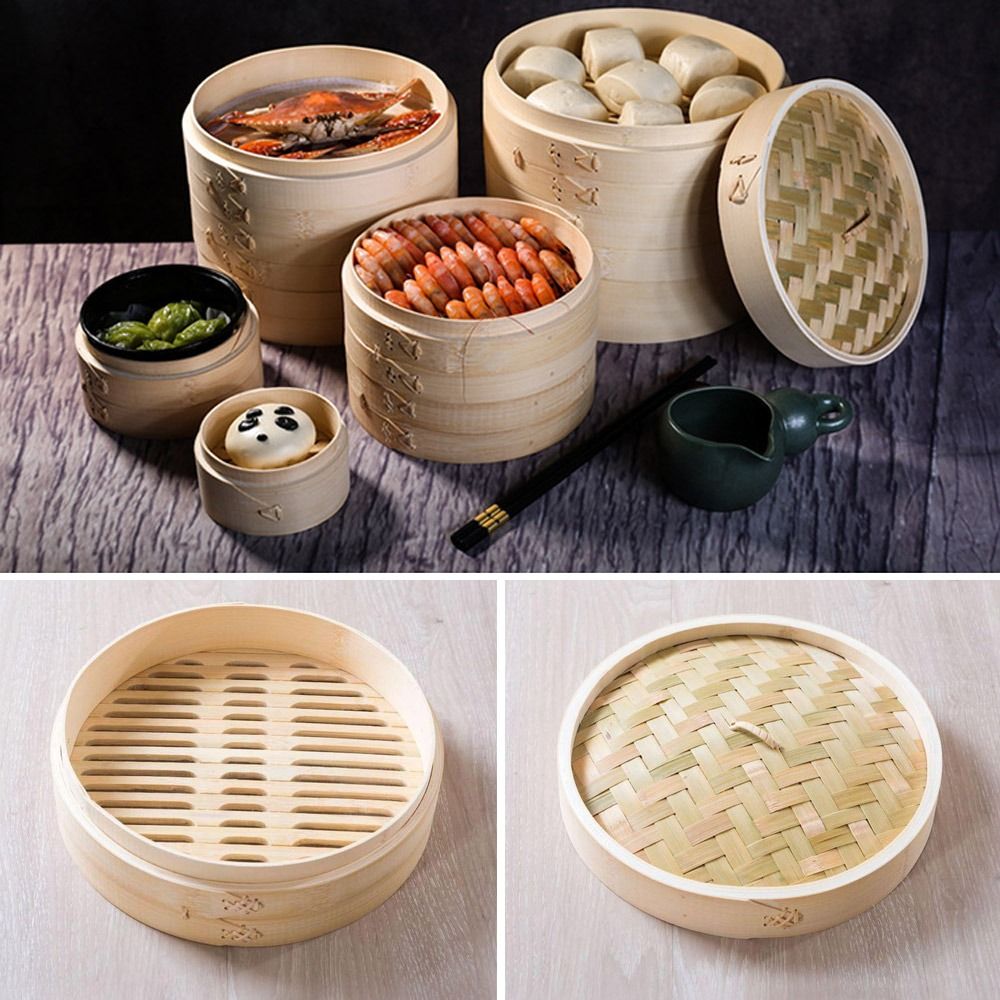 Bao Steamer Bamboo - Китайская пароварка, бамбуковая пароварка с крышкой,